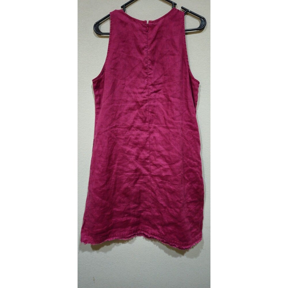 Garnet Hill Linen Fringe Hem Sleeveless Coastal Lagenlook Dress Size 8 - Picture 2 of 9